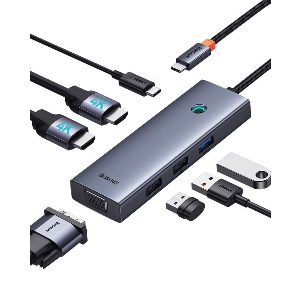 Estação de ancoragem Baseus 7 em 1 USB C com monitor duplo 4K HDMI 100W PD