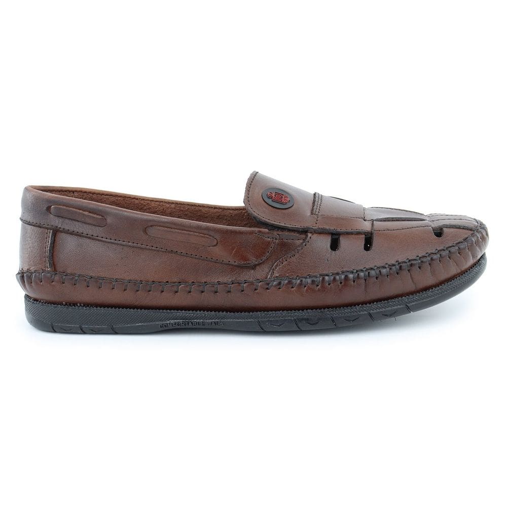 Mocassim Masculino Couro Marrom-Claro Casual Confortável Qualidade