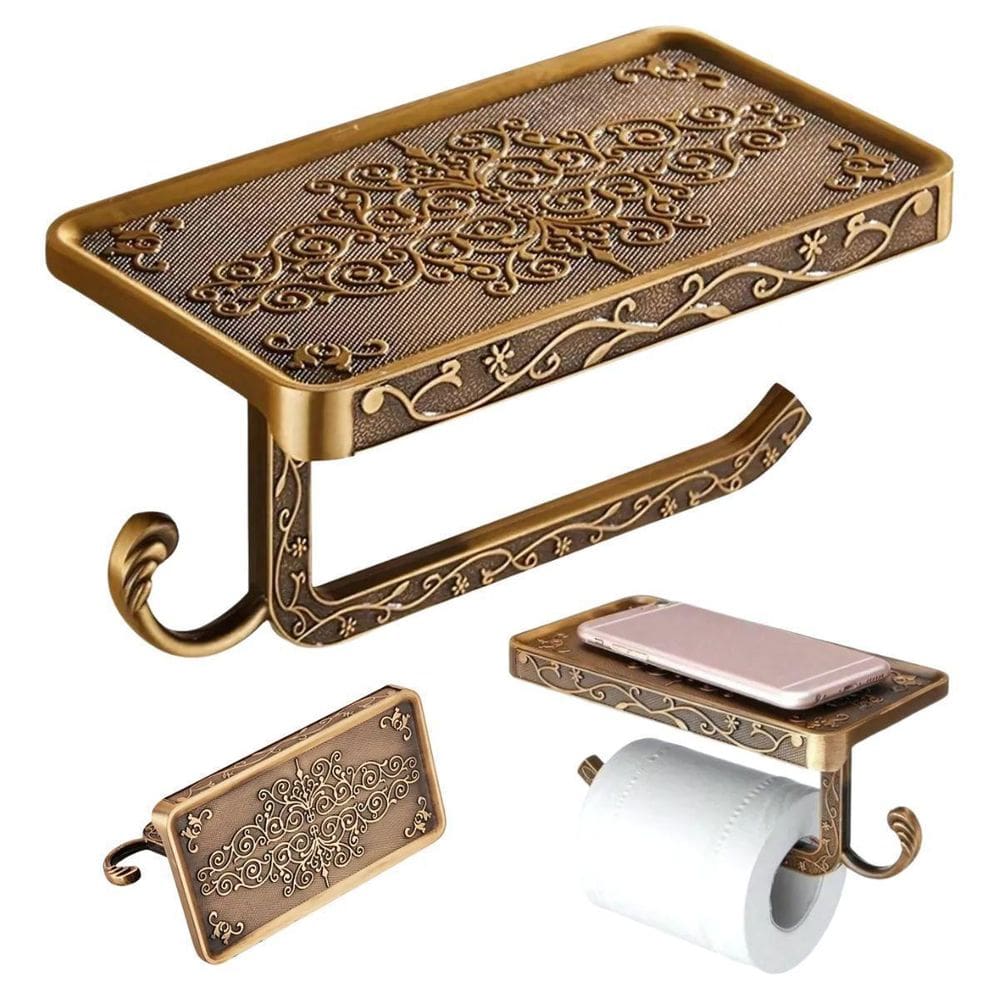 Porta Papel Higiênico Bronze Velho Antigo Suporte Celular