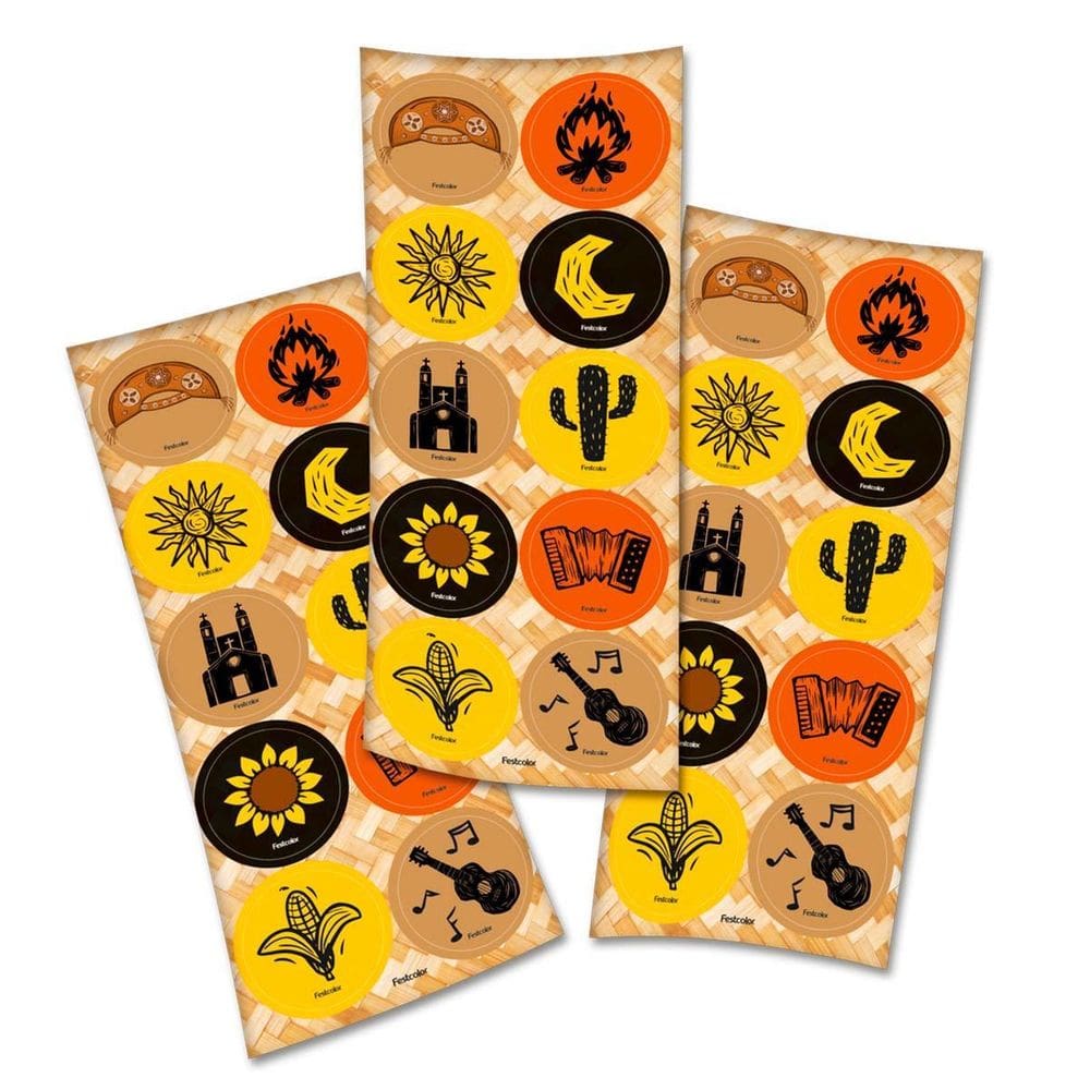 Adesivo Redondo Festa Junina Sertão - Festcolor 30Un