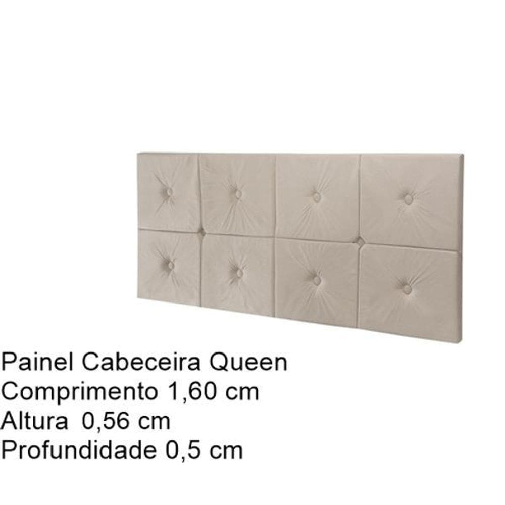 Painel Cama Box Botão Queen 1,60 Elegance Cor Bege/Areia