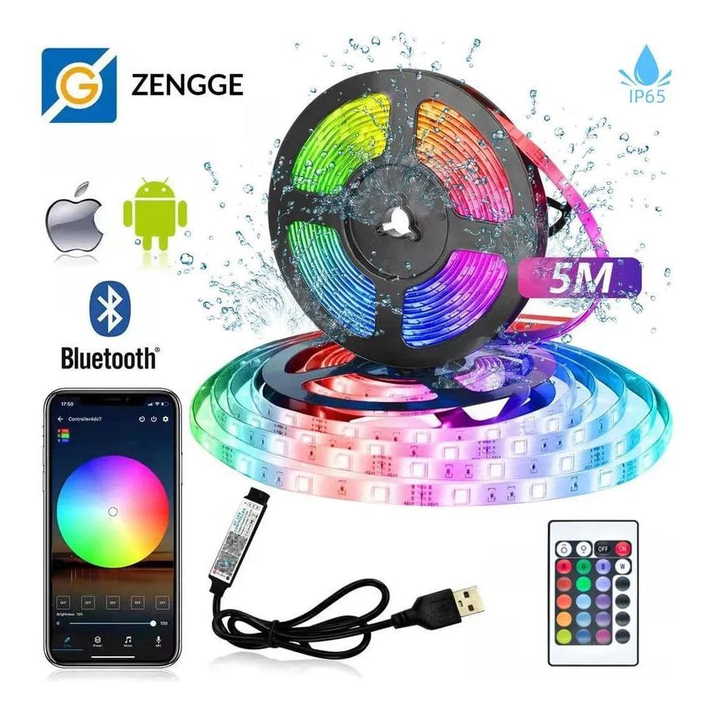 2X Fita Led 5050 Rgb 16Cores Bluetooth Controlador App Ip65
