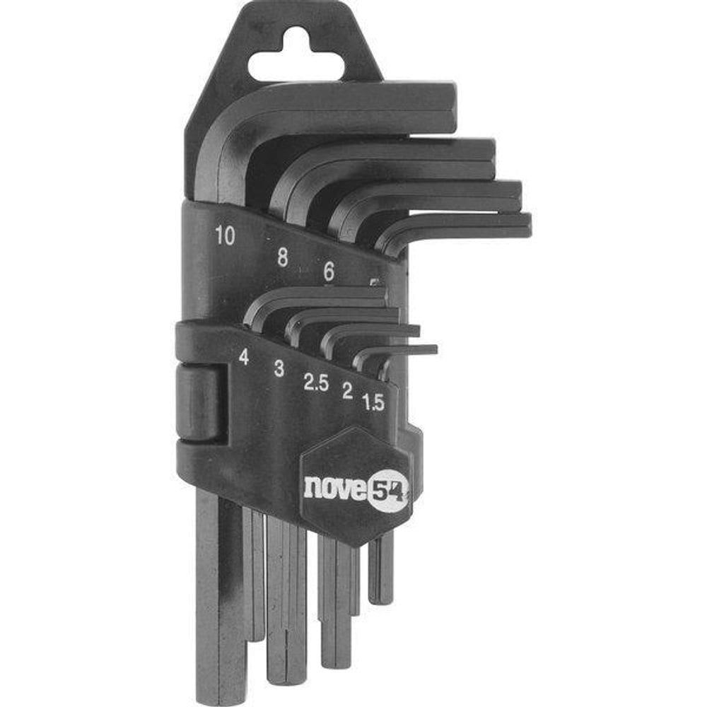 Jogo De Chaves Allen Hexagonais Curta, 1,5Mm A 10Mm 9 Pçs