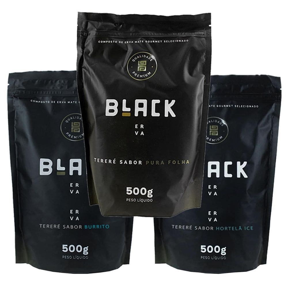 Kit 3X Erva Mate Tereré Black Erva 500G Sabores Tradicionais