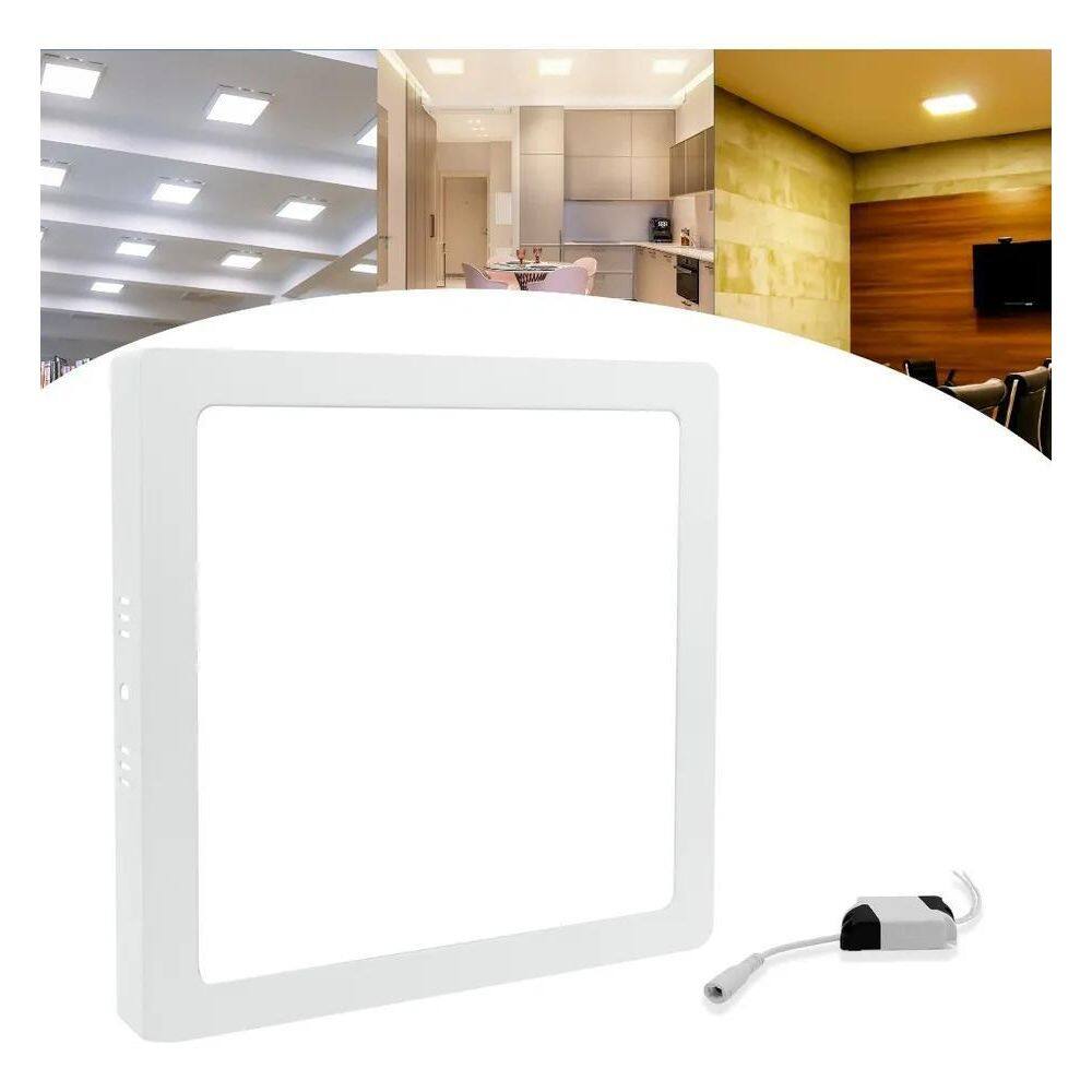 2X Painel Plafon Sobrepor Quadrado Led 25W Neutro 4000K 30X3