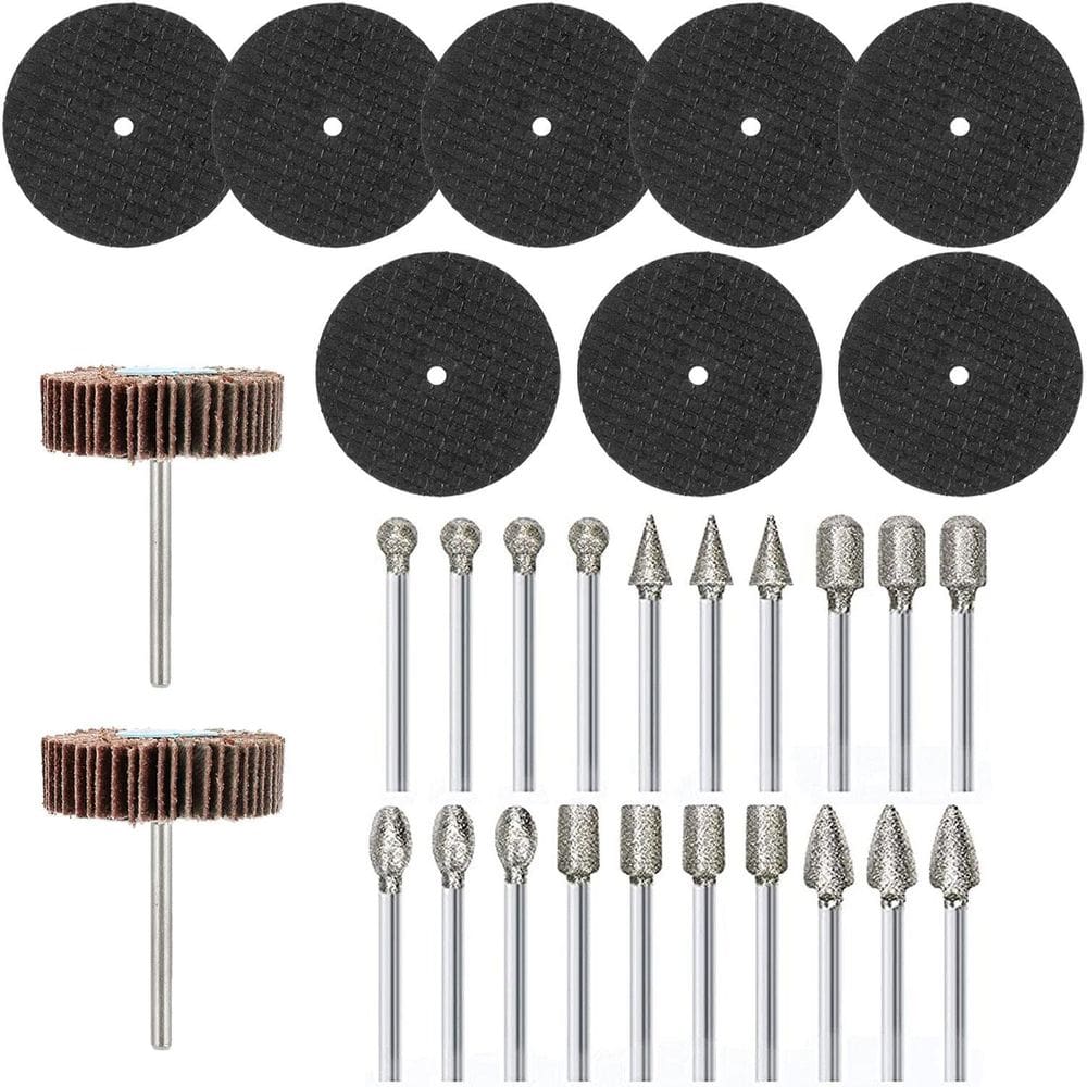 Kit 30 Acessórios Micro Retífica Disco Ponta Diamantada Flap