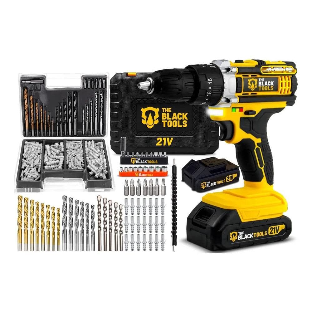 Furadeira Parafusadeira Com Impacto 20V 2 Bat + 300 Peças