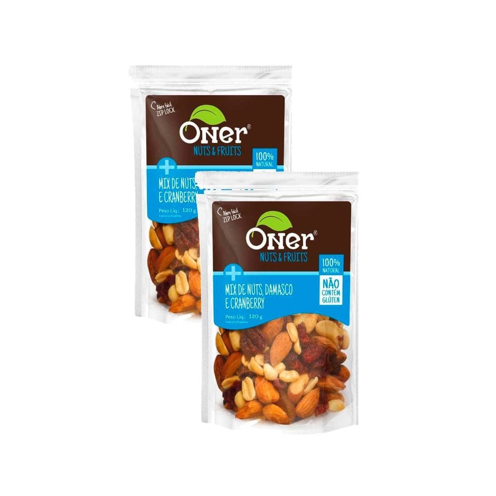 Kit 2 Mix de Nuts, Damasco e Cranberry Oner 120g