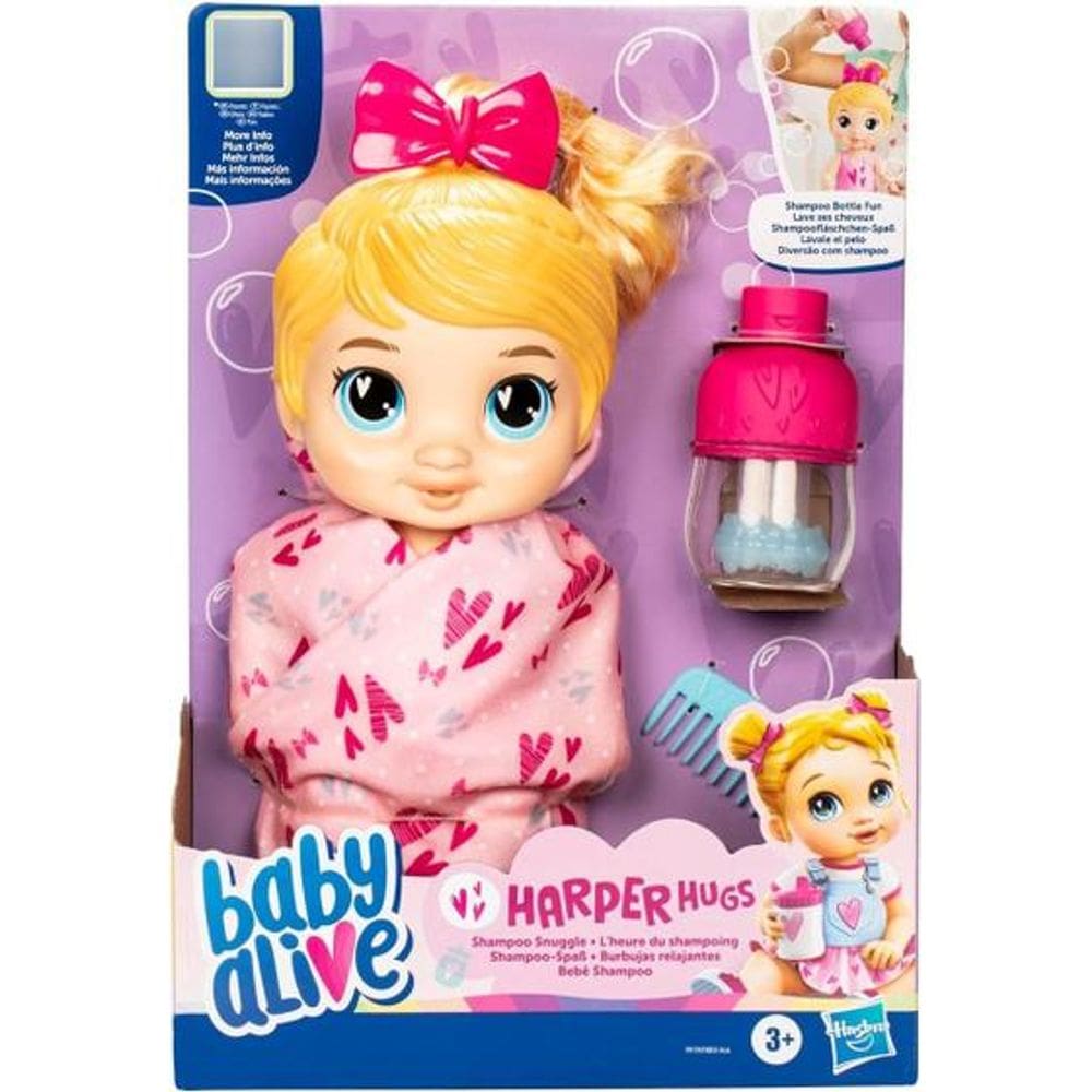Boneca Baby Alive Shampoo Loira Harper Hugs Hasbro F9119