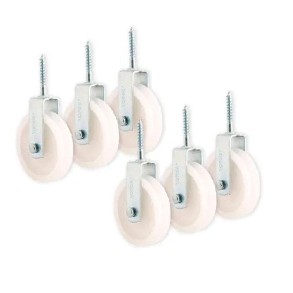 Kit 6 Un Roldana Branca Plástica Com Parafuso 6Cm