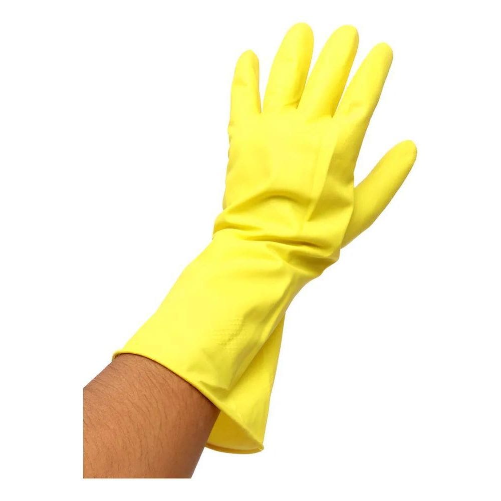 2X 12 Pares Luva De Latex Natural Amarela Multiuso Prot Quim
