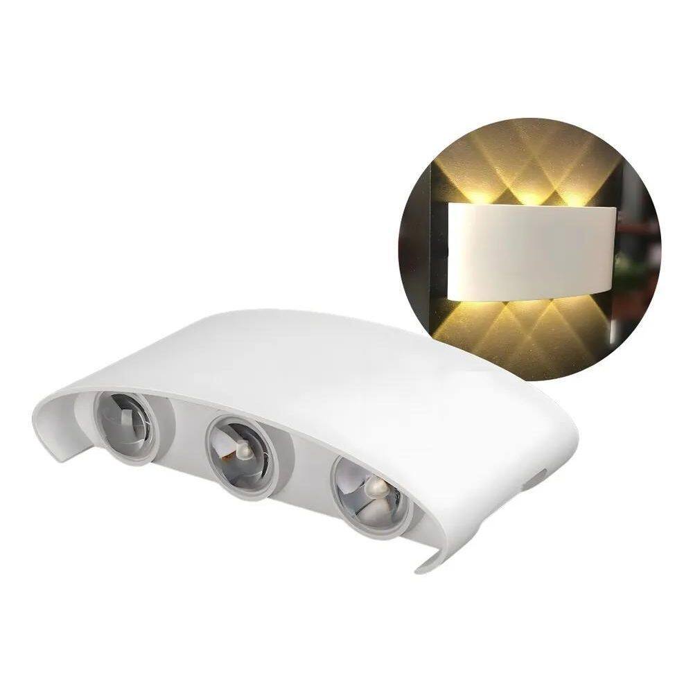 2X Arandela Parede Led Meia Lua 6W Bivolt Aprova D`Agua 3000
