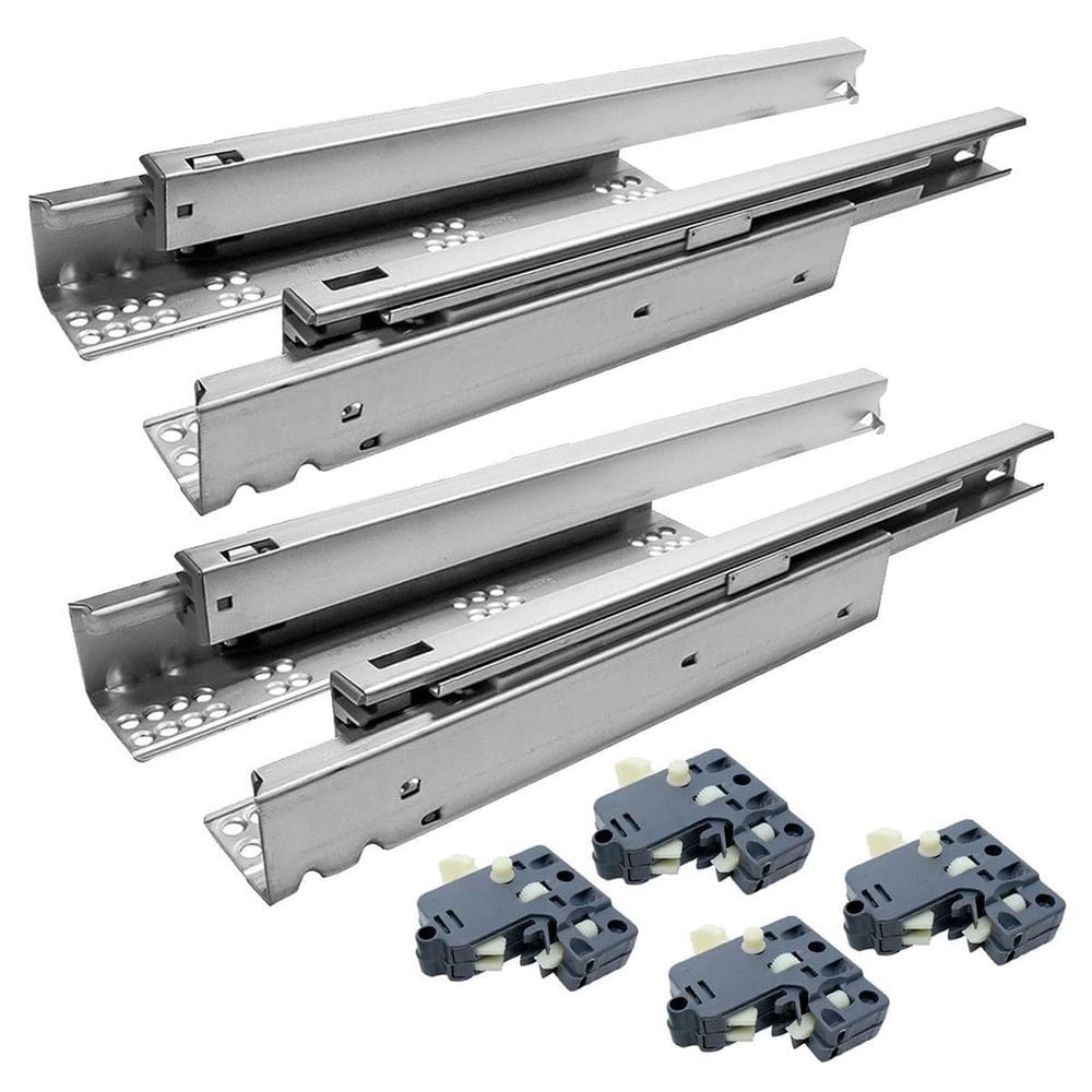 Kit Corrediça Oculta Com Amortecedor 450mm 35kg - 3 Pares