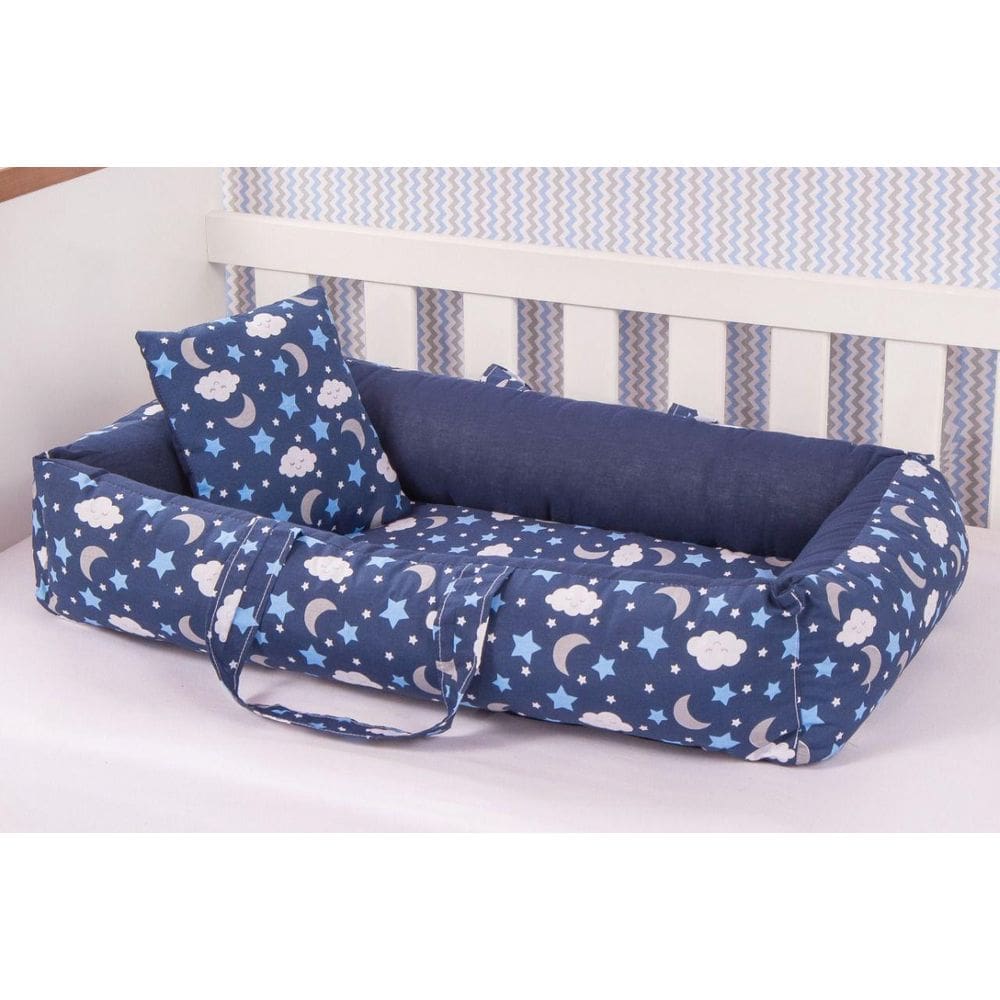 Kit Ninho Redutor + Almofada Amamentação Bebê Céu Marinho