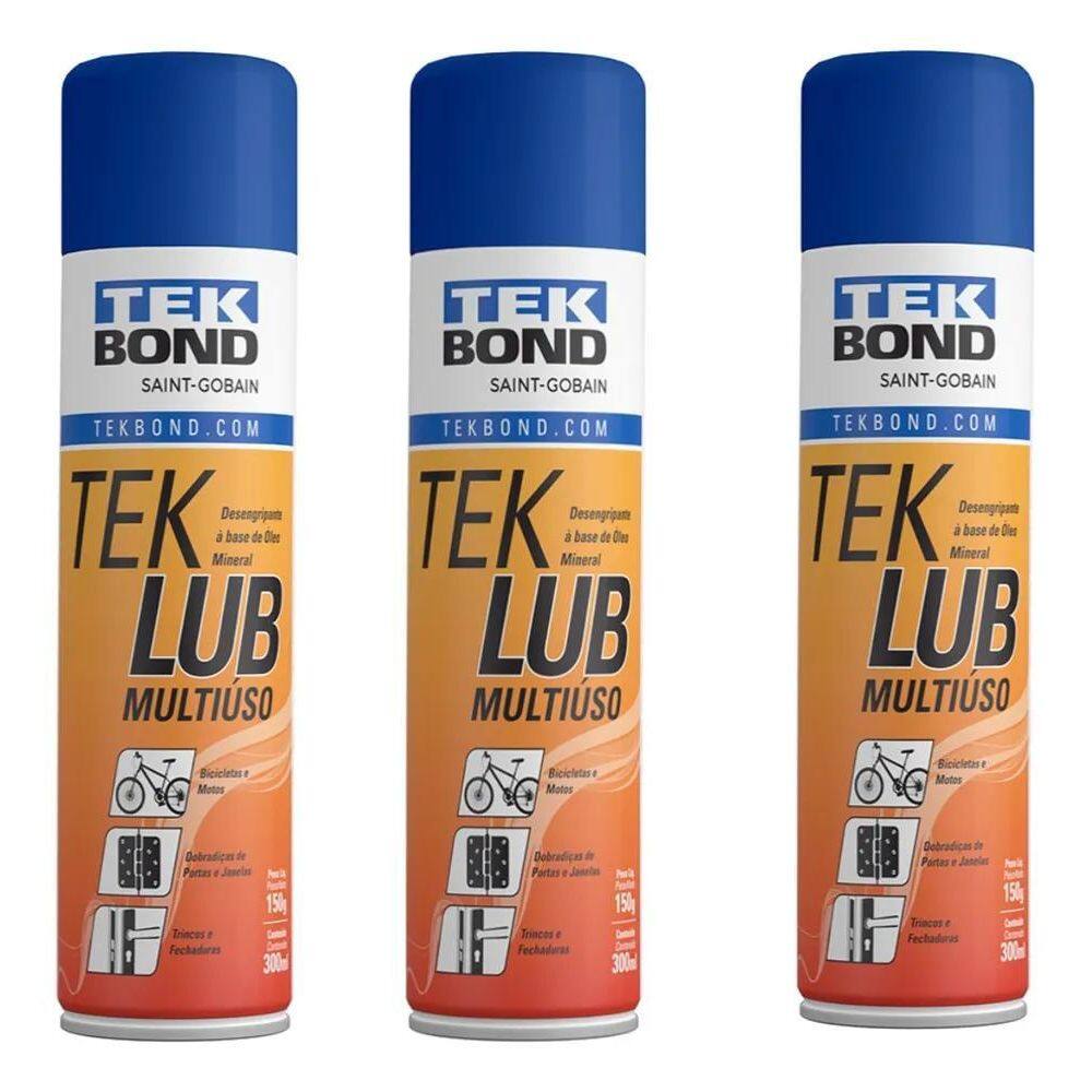 2X Óleo Desengripante Teklub Multiuso Spray 300Ml Tekbond 3U