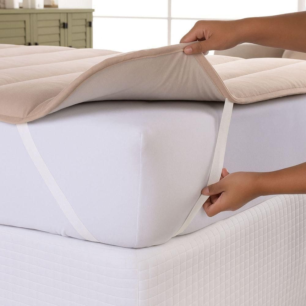 Pillow Top Queen Casa Scarpa Cotton Malha Algodão Super Macio - Bege