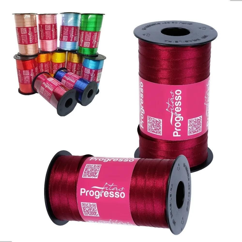 2X Fita De Cetim 7Mm Carretel 100 Metros  Rolo