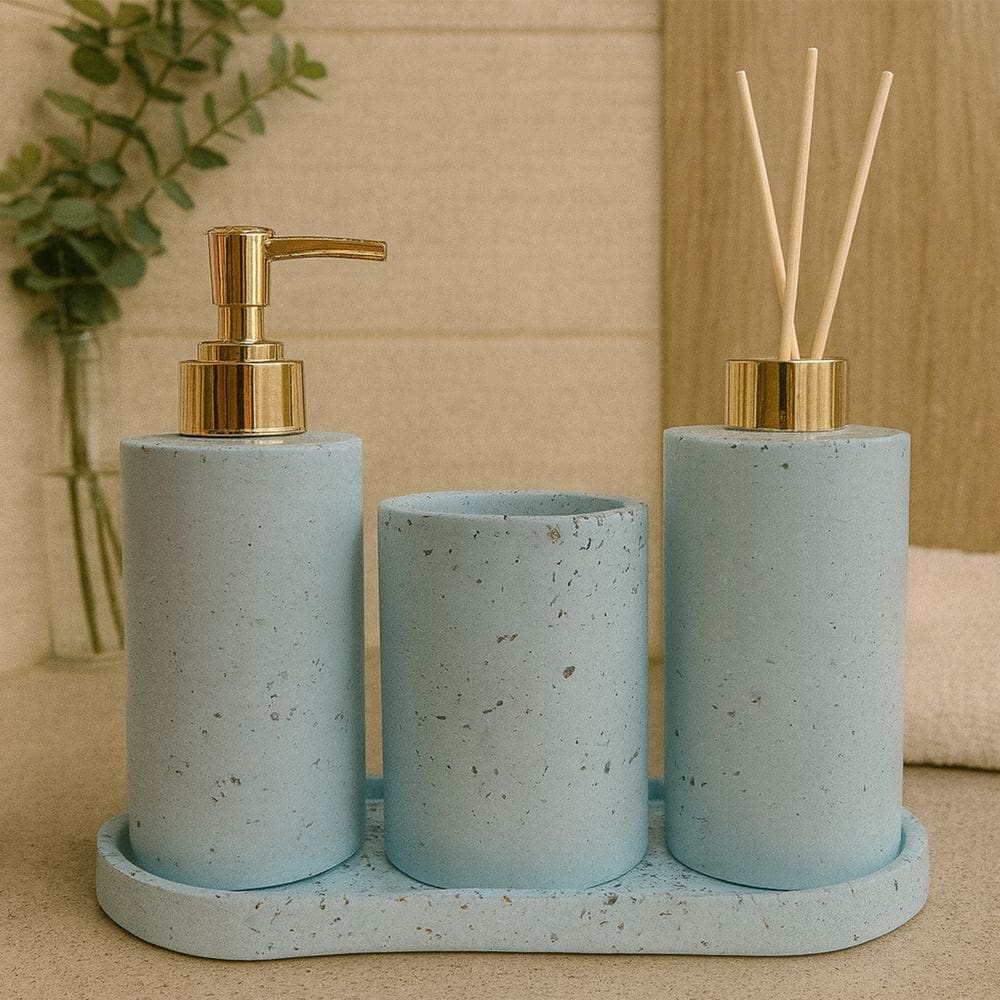 Kit Lavabo / Escritório Luxo com Bandeja, Saboneteira e Aromatizador – Conjunto Decorativo Elegante para Banheiro