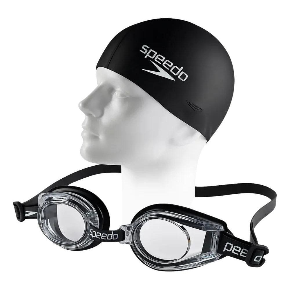 2X Óculos De Natação Speedo Classic Starters + Touca Silicon