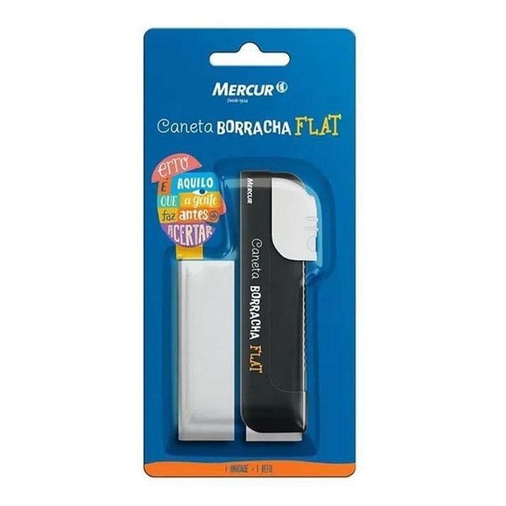 Caneta Borracha Flat Preto - Mercur
