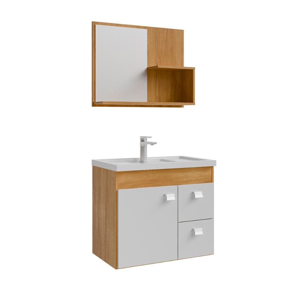 Gabinete Armario Banheiro Isa com Cuba Espelheira 2 Gavetas