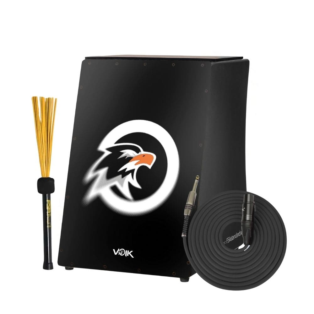Cajon Elétrico Preto Com Vassourinha Standard C80 AG OG Voik By FSA