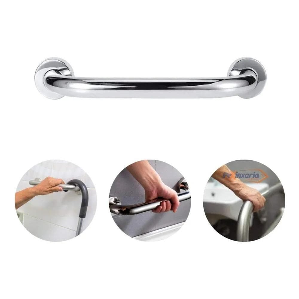 2X Barra De Apoio Alça 40Cm Aço Inoxidável Idoso E Deficient