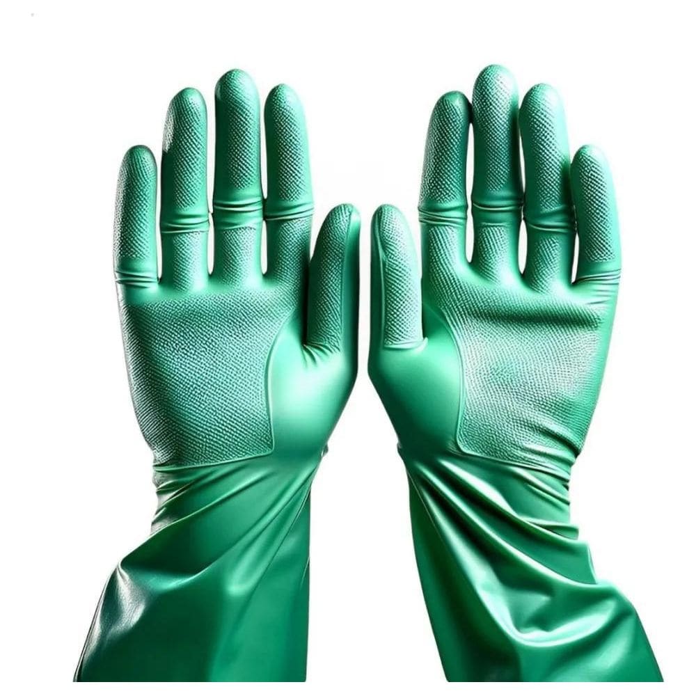 2X Luva Nitrilica Verde Reutilizável Resistente Impermeável