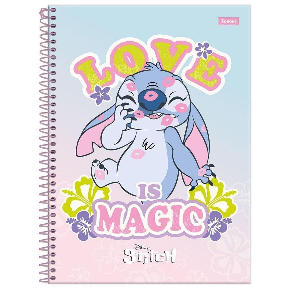 Caderno Univ 1 Matéria 80Fls Stitch Love Is Magic Foroni