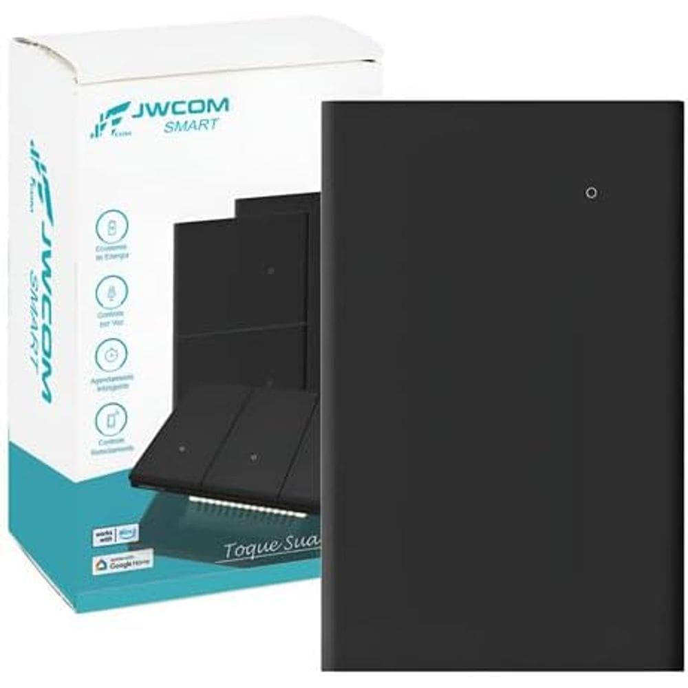 Interruptor Inteligente Tecla Física WIFI  1 Botão PRETO  jwcom SA-WF216A-PT Compativel com Alexa