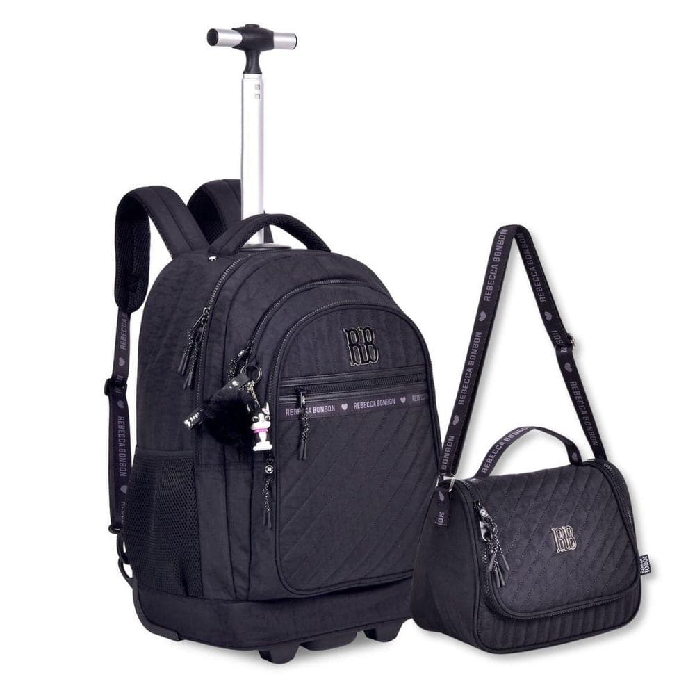 Mochila Carrinho Com Lancheira Rebecca Bonbon Kit Escolar