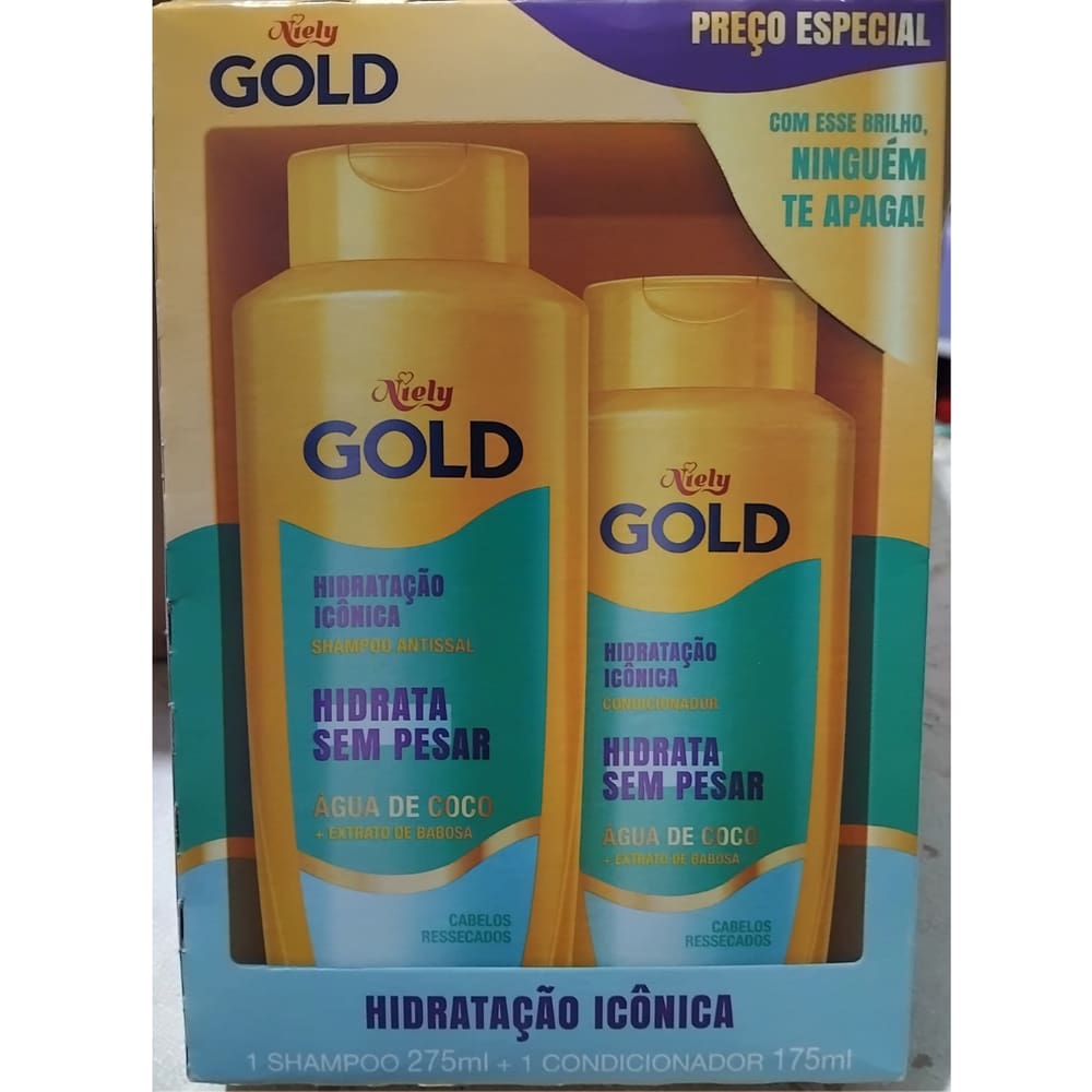 Hidratação Icônica Niely Gold Shampoo e Condicionador Água de Coco + Extrato de Babosa
