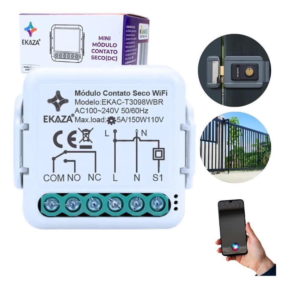 2X Módulo Ekaza Relé Pulso Wifi Portão Garagem Alexa E Googl