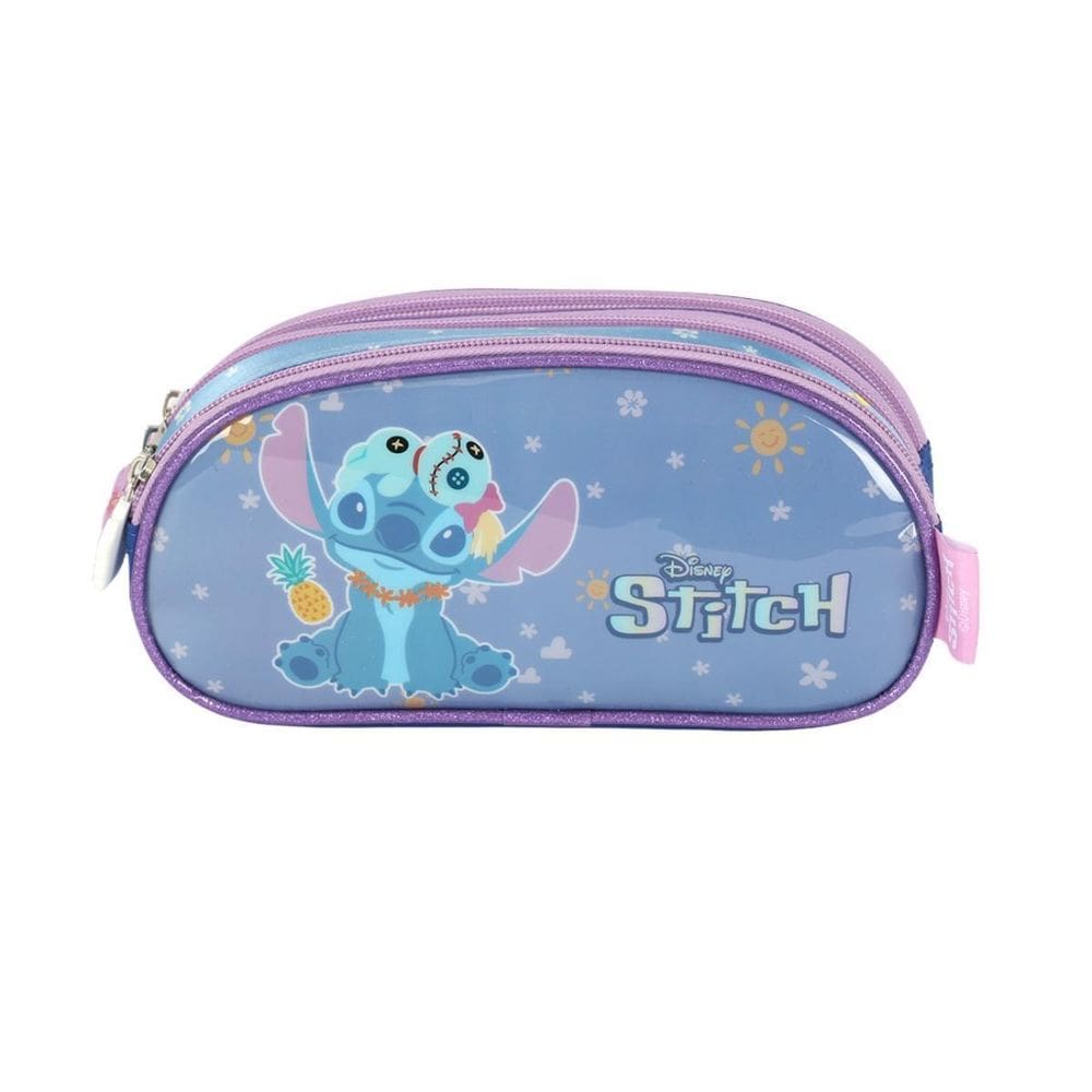 Estojo Triplo Stitch Disney Meninas Escolar Passeio Violeta