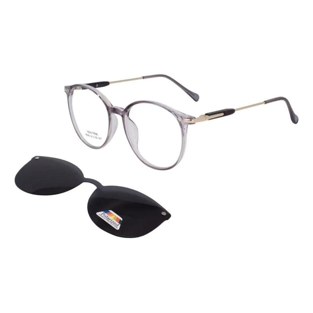 Óculos Clipon Dandara Feminino Redondo Cinza