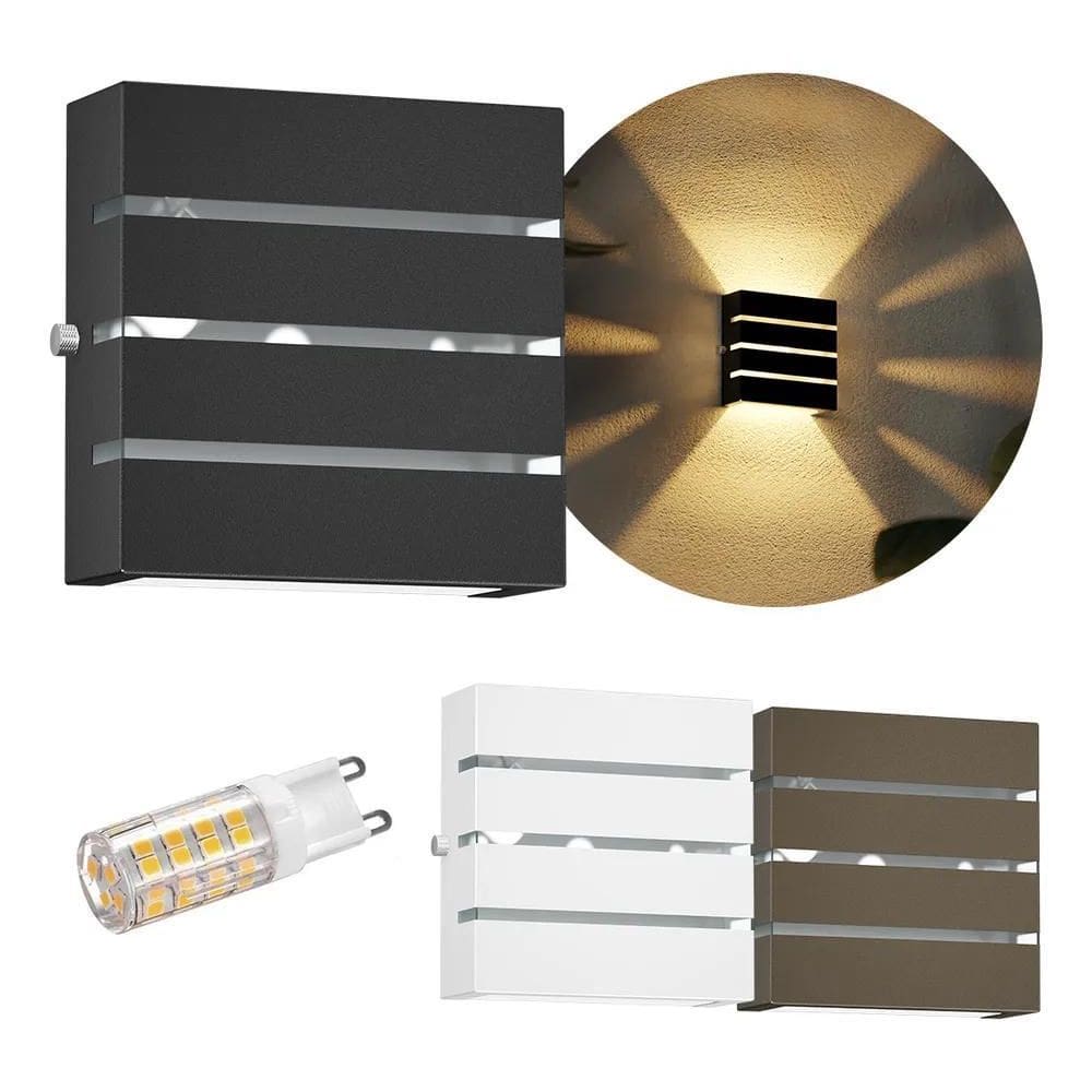 2X 1X Arandela De Parede Externa Slim 3 Friso E Led 5W G9 Mf