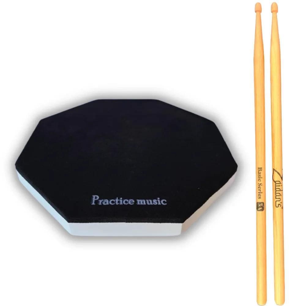 2X Pad Estudo Bateria Praticável 150 + Par Baquetas 5A