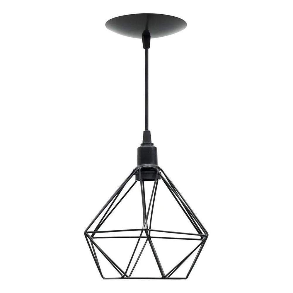 2X Pendente Luminaria Aramado Diamante Preto Lustre Teto Pop