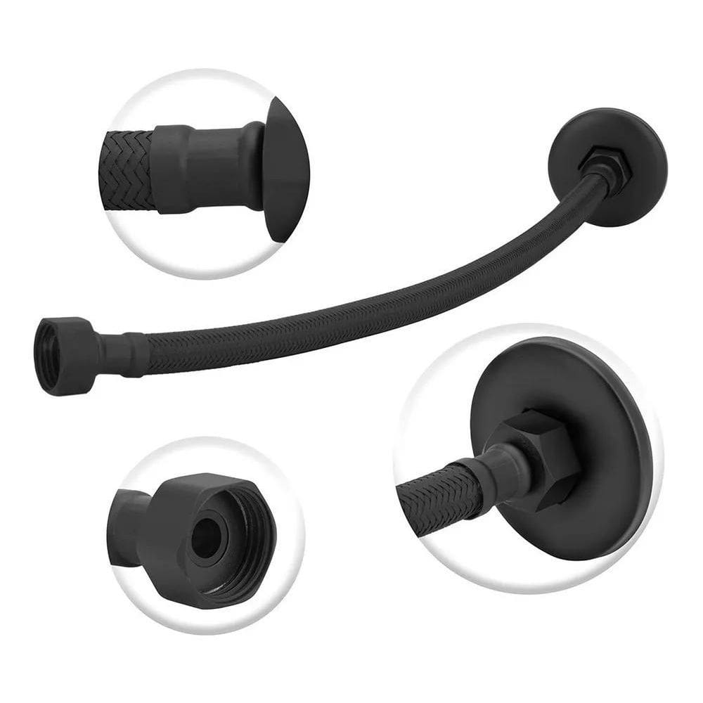 2X Engate Mangueira Flexível Preto/Black Trançado Aço Inox 4