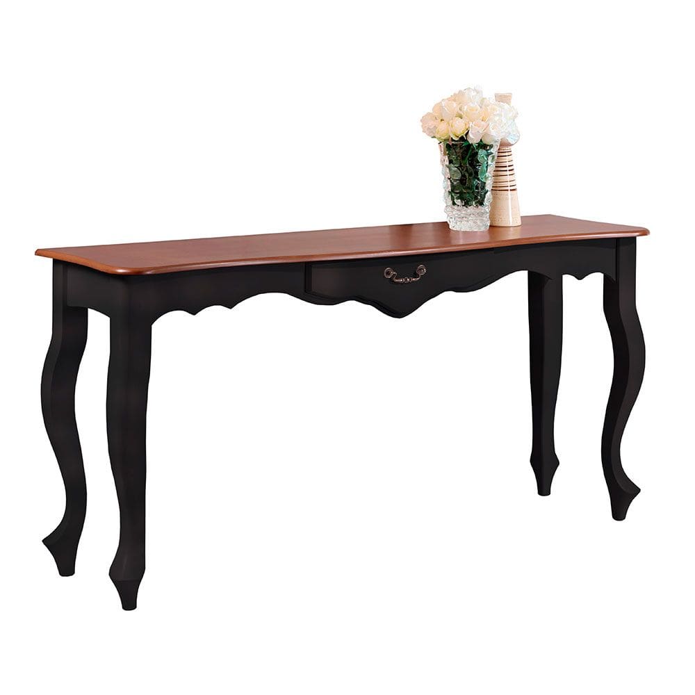 Aparador de Sala 136cm com Pés Luis XV e 1 Gaveta 70811 Linz Móveis - Preto/Imbuia Glazer