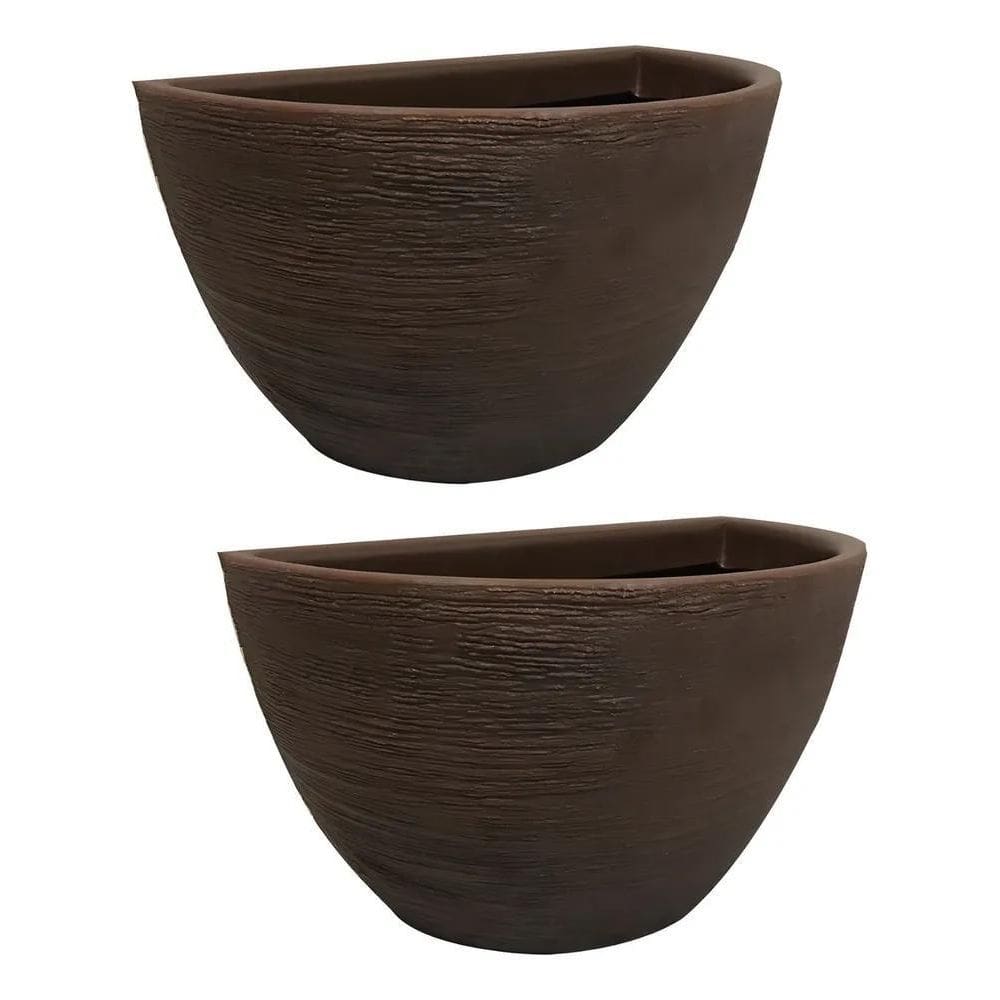 Kit 2 Meio Vasos De Parede 33Cm Grande Para Plantas Textura