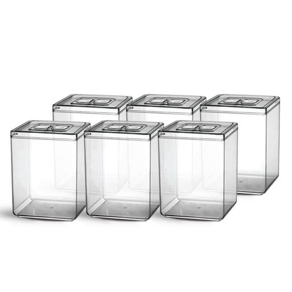 6 Potes 10l Transparente P/ Granel Cereal Alimento C/ Tampa