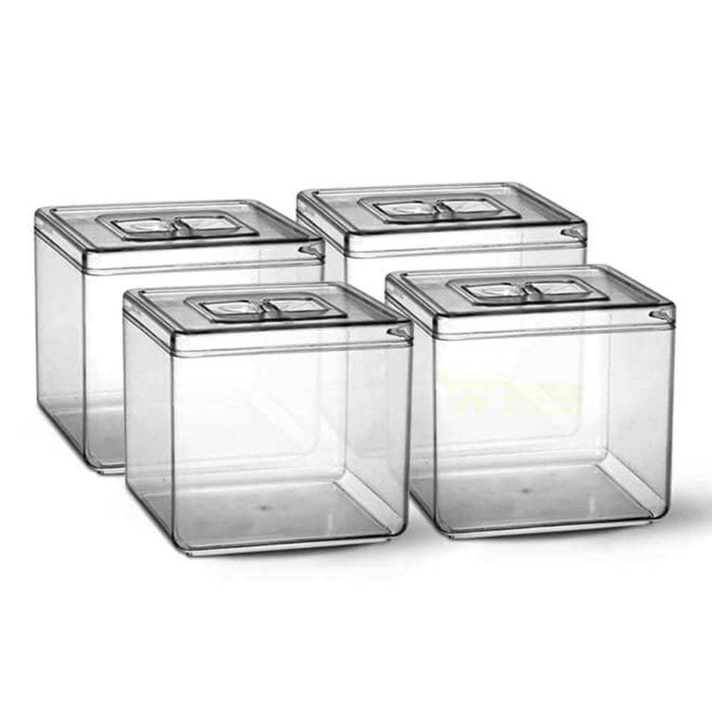 4 Potes 6,5l Transparente P/ Granel Cereal Alimento C/ Tampa