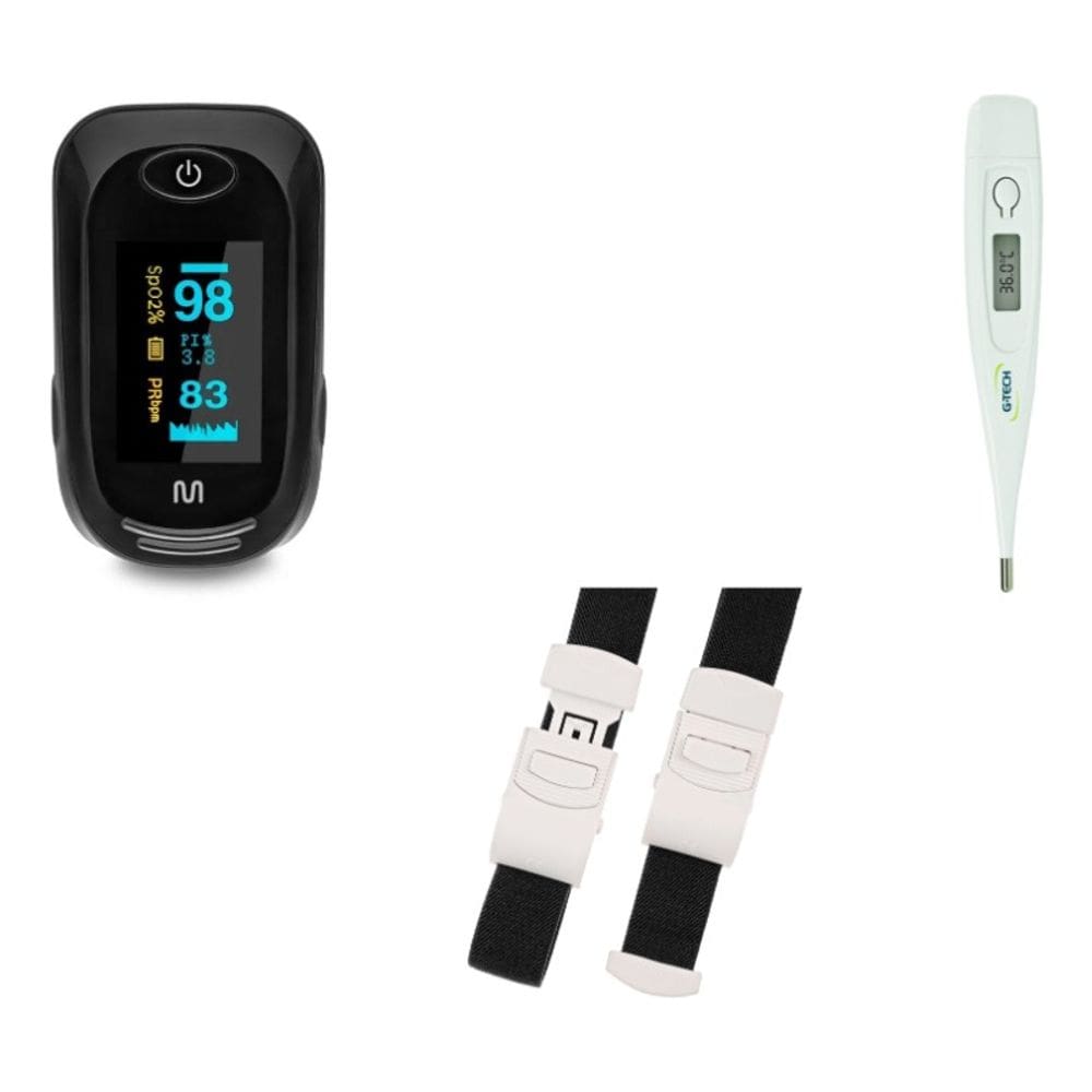Kit Enfermagem Termometro + Garrote Preto + Oximetro De Dedo