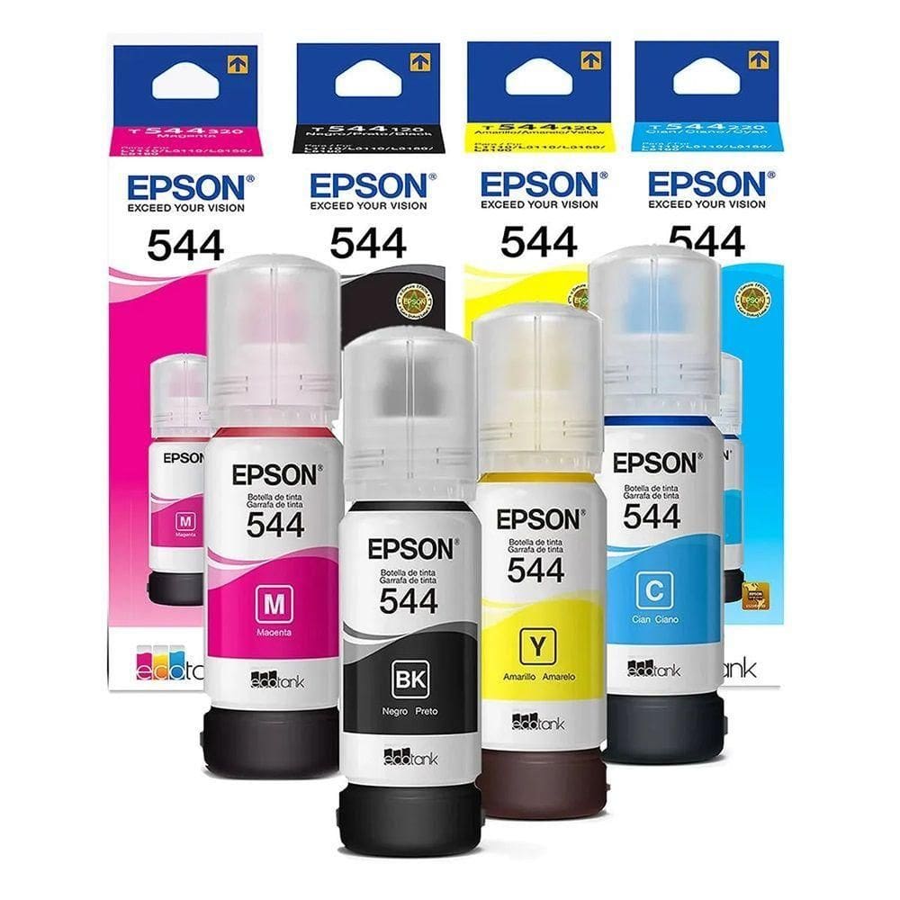 Kit 4 Tintas Epson Original 544 T544 Para Impressora L-3110 L-3150 L-3250 - Refill