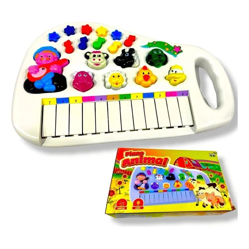 2X Piano Teclado Infantil Som De Animais Musical De Fazendin