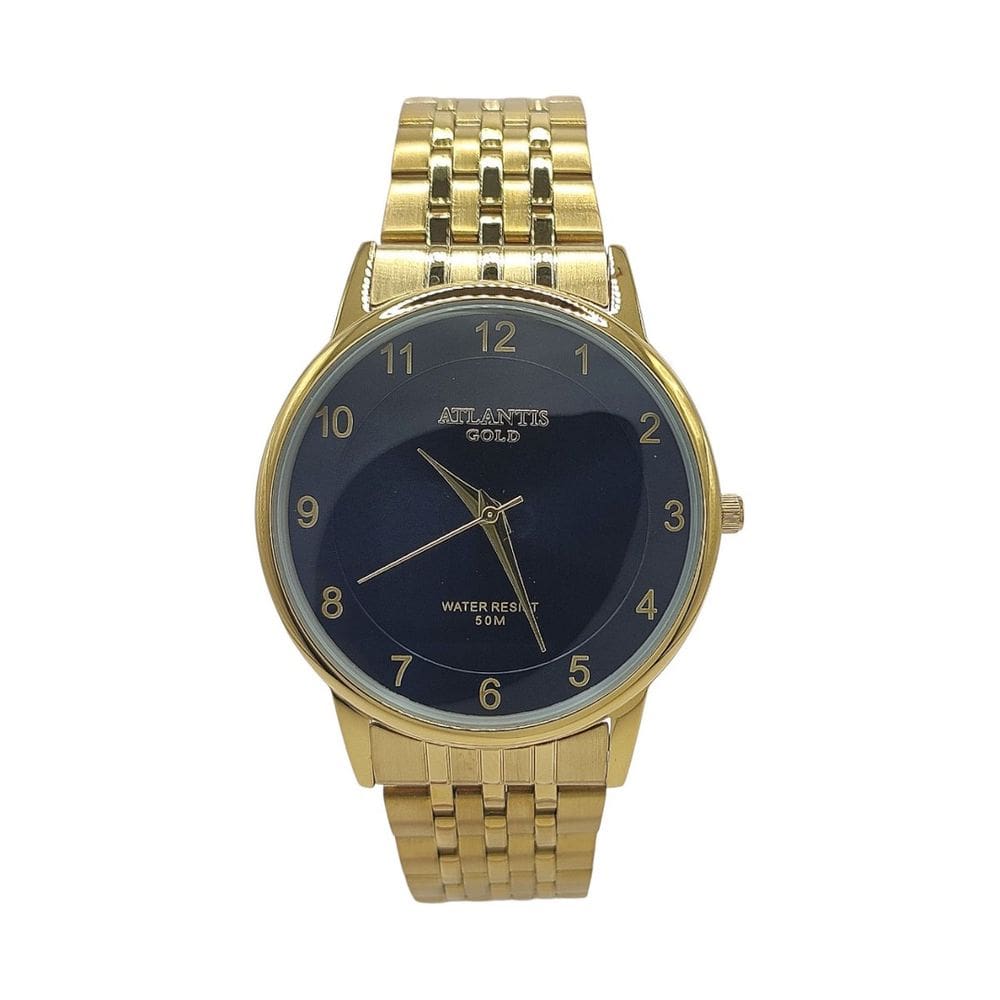Relógio Atlantis Analógico Gold Numeros Resistente agua 50m