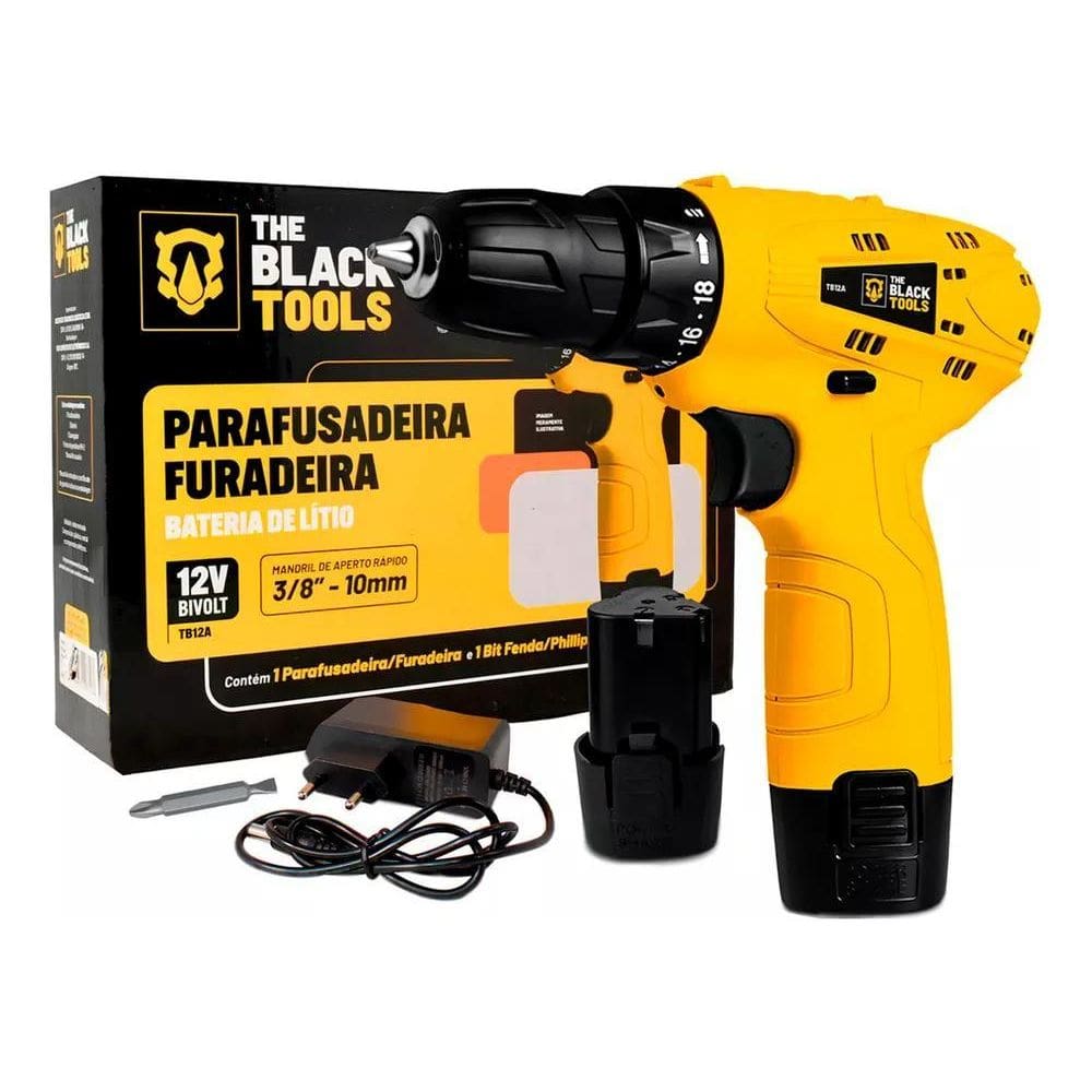 Parafusadeira Furadeira Bateria 12V Bivolt Com Acessórios