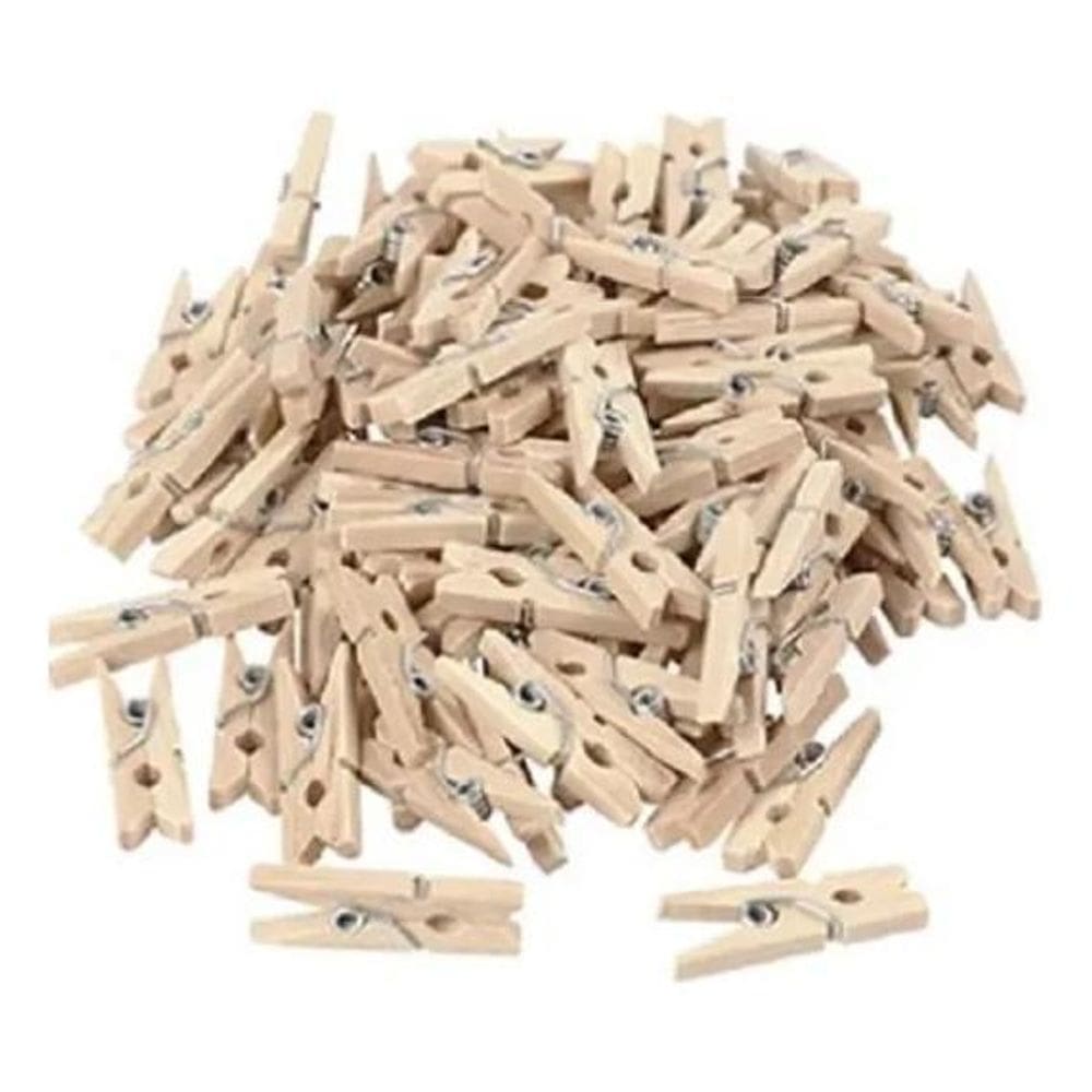2X 50 Mini Prendedor Pregador 2.5Cm De Madeira Cores Variada