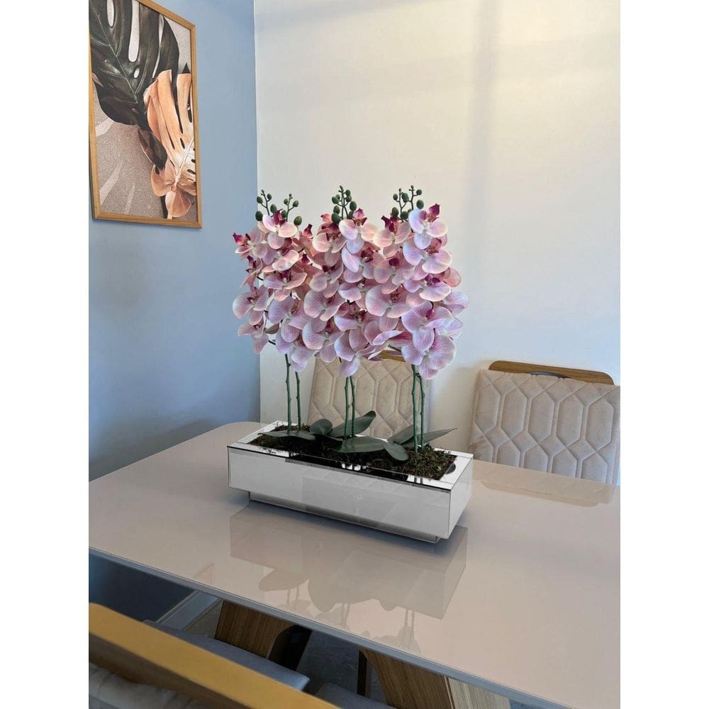 Vaso Espelhado Prata Mesa Sala Luxo 40X25